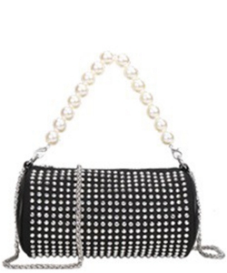 Bling bag with exchangeable pearl handle ZS9037 BLACK